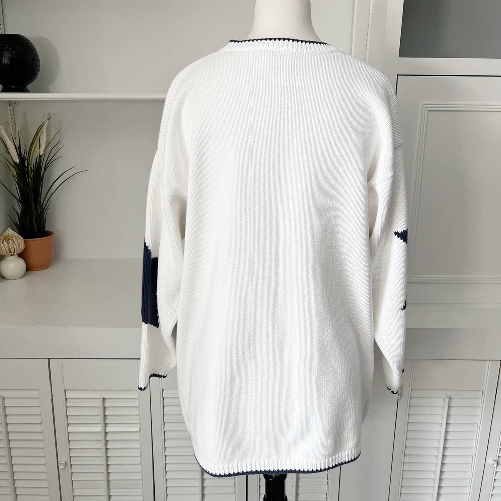 Adrienne Vittadini Navy and White Star Sweater - Picture 4 of 7